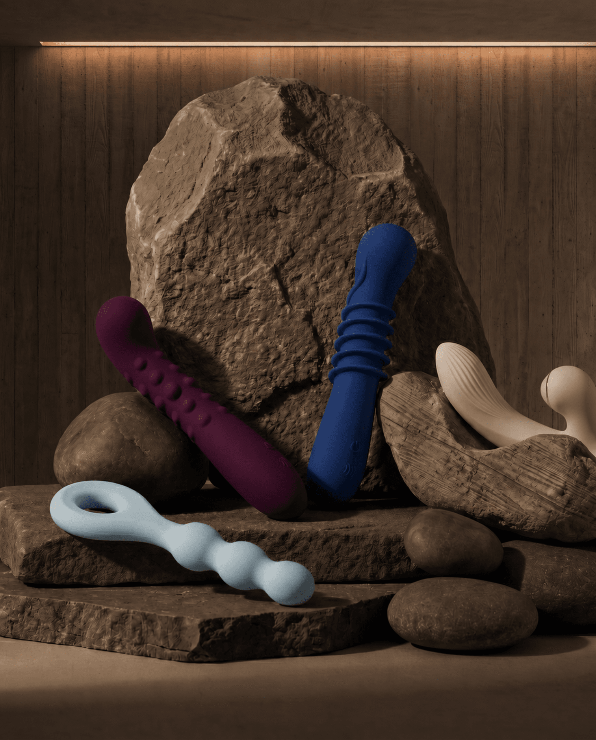 AURIV LAB intimate wellness products arranged with natural stone